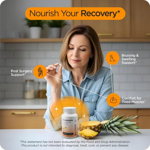 Miniatura 4 de Balancebreens Bromelina 500mg Veggie Caps – Suplemento de extracto de piña de 2400 GDU para apoyo articular, apoyo natural de la hinchazón