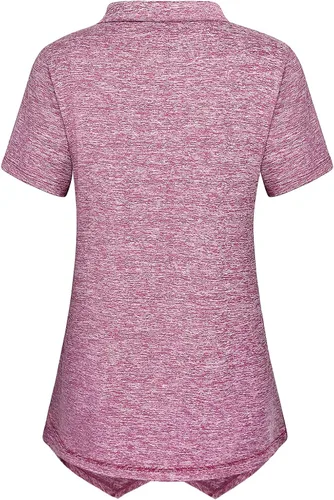 Miniatura 2 de MISS FORTUNE Camiseta de entrenamiento para mujer, polo de golf, manga corta, cuello en V, ligera, absorbe la humedad, camiseta de trabajo atlética