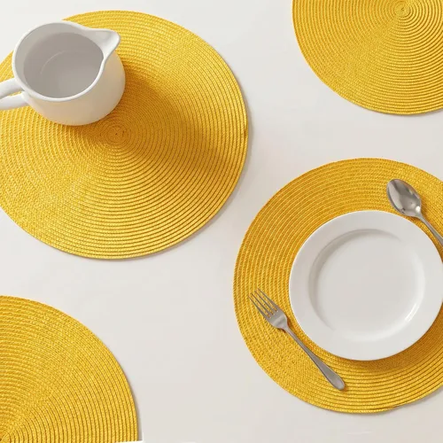 Miniatura 6 de AHHFSMEI Juego de 6 manteles individuales redondos trenzados de 15 pulgadas para mesas de comedor, tejido natural, resistentes al calor
