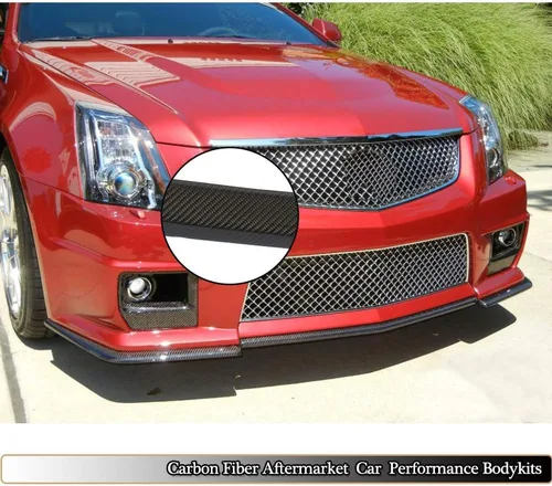 Miniatura 2 de Centro de labio delantero de fibra de carbono para Cadillac CTS-V Coupe Sedan 2009-2015 Alerón superior de barbilla Vents Cover Flaps
