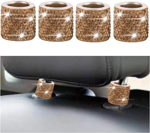 Miniatura 20 de BELOMI Paquete de 4 collares para reposacabezas de automóvil, collares brillantes para reposacabezas de automóvil, decoración de anillos, collares