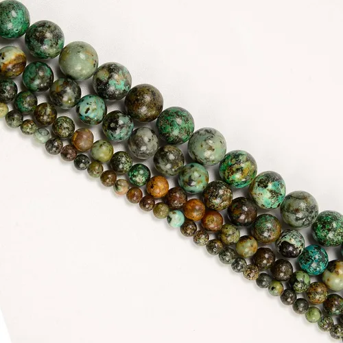 Miniatura 5 de NCB - 200 cuentas sueltas de turquesa africana de 0.15 pulgadas (4 mm) para joyería, cuentas semipreciosas naturales redondas y suaves con espaciador