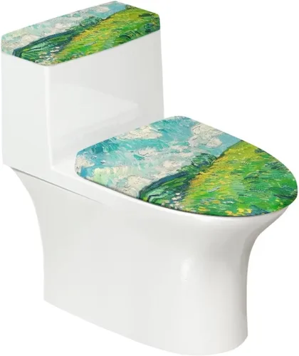 Miniatura 24 de Flashideas Juego de cubierta para tanque y tapa de inodoro con estampados de patas de perro coloridas - Elástico, se adapta a la mayoría de tanques