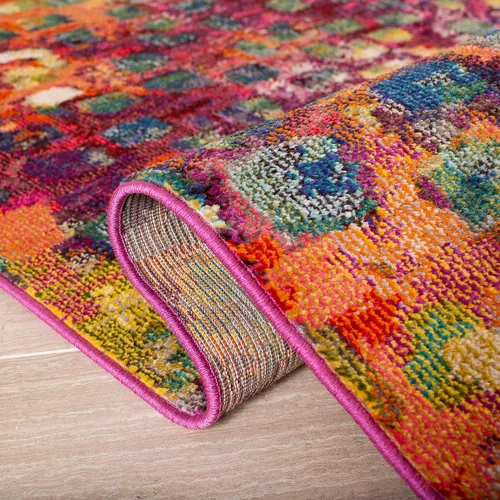 Miniatura 6 de SAFAVIEH Colección Madison - Alfombra de pasillo, 2'2" x 6', color fucsia y oro, diseño bohemio abstracto envejecido, no desprende pelusa y fácil