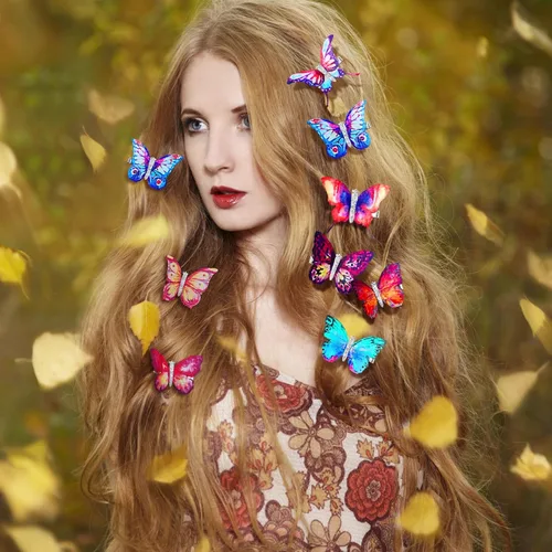 Miniatura 6 de Boao 18 Piezas Pinzas para el Cabello de Mariposa con Purpurina para Niñas Adolescentes Mujeres Accesorios para el Cabello (Estilo Lindo)