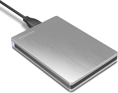 Miniatura 3 de Toshiba Canvio Slim II - Disco duro externo portátil, 1 TB, color plateado (HDTD210XS3E1)