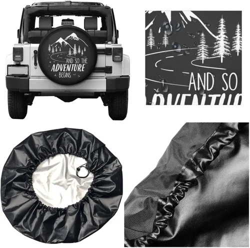 Miniatura 5 de Y así comienza la aventura Cubierta de neumático de repuesto Cubierta de rueda de neumático para autocaravana Cubiertas de rueda de neumáticos