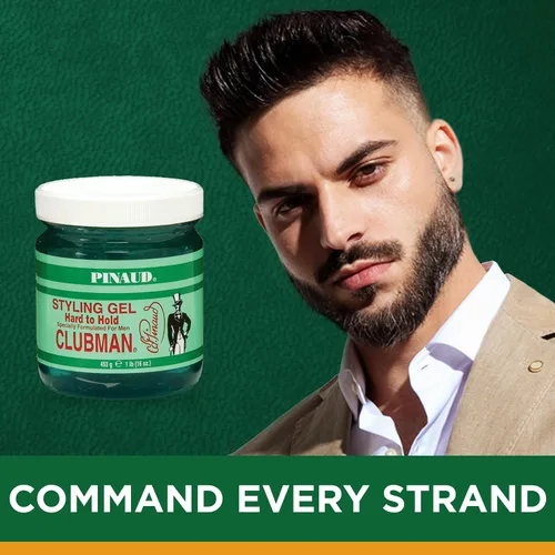 Miniatura 2 de Clubman Pinaud Gel para peinar el cabello, gel para el cabello difícil de sostener y de alto brillo para hombres, fórmula sin alcohol, aseo