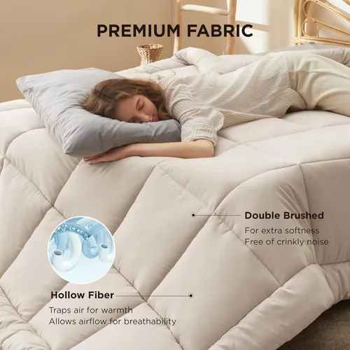 Miniatura 3 de Bedsure Relleno de edredón – Edredones acolchados tamaño Queen para todas las estaciones, ropa de cama alternativa de plumón suave, con 8 pestañas