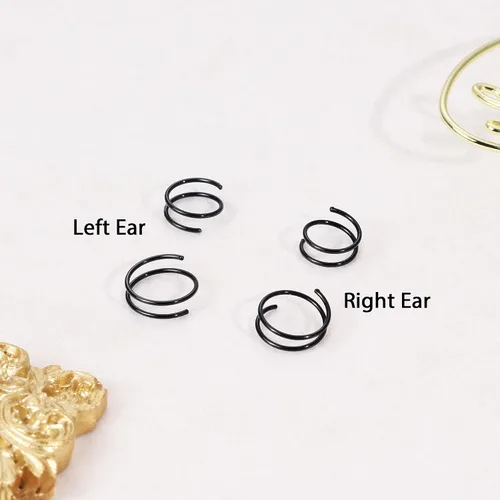 Miniatura 8 de 2 Pairs Double Hoop Earrings, Gold Cartilage Earrings for Women, Small Silver Helix Piercing Jewelry,Spiral Nose Ring Tiny Twist Earrings as Gift