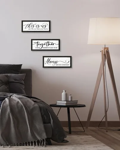 Miniatura 9 de YPY Letrero con texto en inglés "Always Kiss Me Goodnight" (Always Kiss Me Goodnight): pintura que absorbe el sonido, arte de pared – Decoración