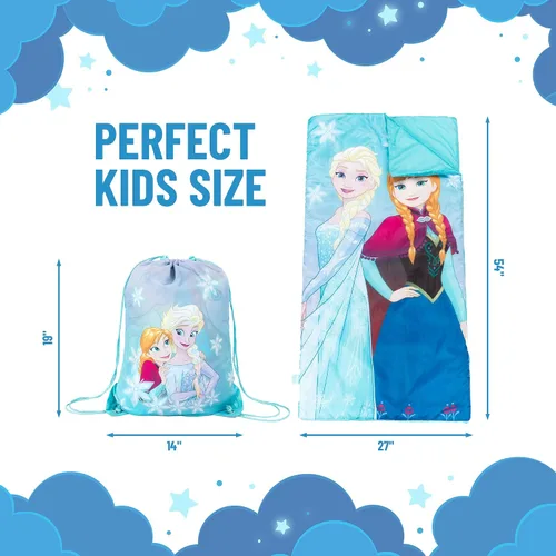 Miniatura 2 de Jay Franco Disney Frozen Sparkle Saco de Dormir - Saco de dormir/bolsa de dormir ligero para niños, acogedor y cálido, con Anna y Elsa