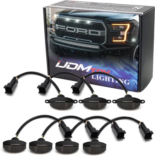 Miniatura 10 de iJDMTOY Luces de carrera completas de 7 piezas con lente transparente 84-SMD LED y luces de posición laterales delanteras/traseras compatibles