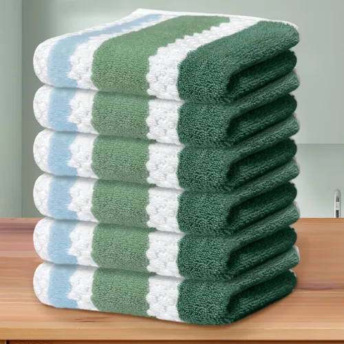 Miniatura 28 de Paños de lavado de algodón para ducha (6 piezas, 13 x 13 pulgadas), de secado rápido, gruesos, absorbentes, toallas faciales suaves para baño, juego