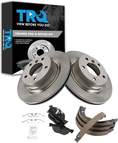 Miniatura 119 de TRQ Kit de pastillas de freno y rotor Posi trasero premium con zapatas de estacionamiento para camión GM SUV