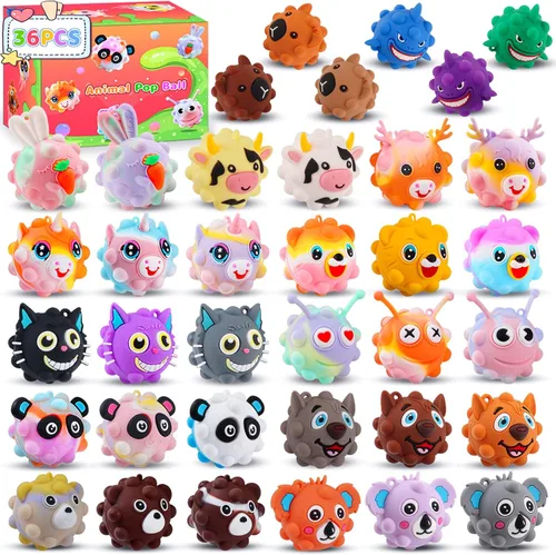 Miniatura 11 de KissFree PAQUETE DE 18 Pelotas Pop de Animales Recuerdos de Fiesta para Niños, Pelotas Pop 3D Juguetes Fidget, Regalos de Cumpleaños para Niños
