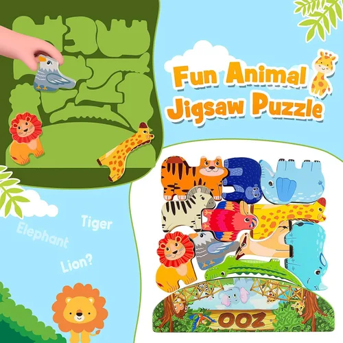 Miniatura 6 de IPOURUP Bloques de Animales de Madera Apilables Juguete para Niños Regalos de Navidad y Cumpleaños para Niño Niña Edad 3-7 Animales Montessori