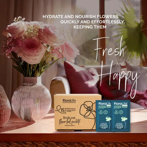 Miniatura 5 de FloraLife Comida para Flores Cortadas Frescas - Bolsita Multi-Nutriente y Solución de Hidratación - 25 Sobres