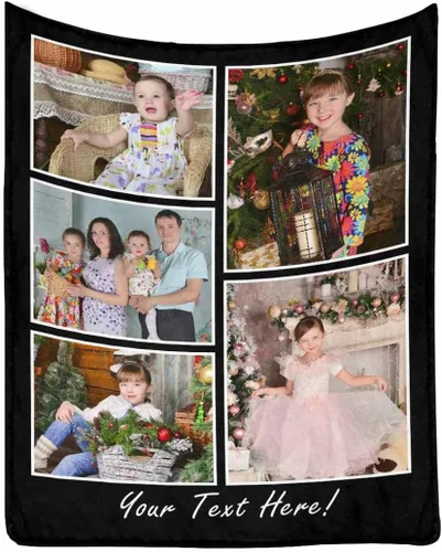 Miniatura 19 de Manta de Fotos Personalizada para Amigos BFF Navidad, Manta de Cama Personalizada con Collage de 9 Fotos para Mamá Papá Fotos Familiares Multi 02