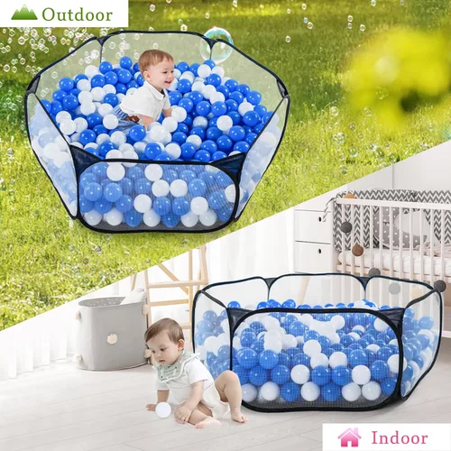 Miniatura 6 de STARBOLO Tienda de campaña para niños con pelotas, plegable para niños pequeños, piscina de pelotas, valla de gateo para interiores y exteriores