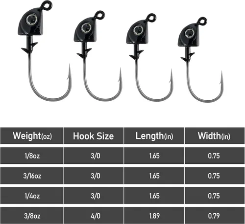 Miniatura 5 de Dr.Fish Paquete de 10 cabezas de plantilla de tungsteno Swimbait, cabezas de pesca de agua salada para señuelo de lubina, ojos 3D, ganchos de acero