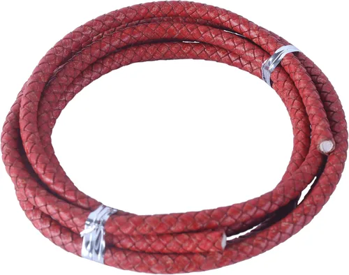 Miniatura 72 de KONMAY 2 yardas 8.0mm Cordón redondo de cuero trenzado auténtico marrón antiguo para corbata de bolo