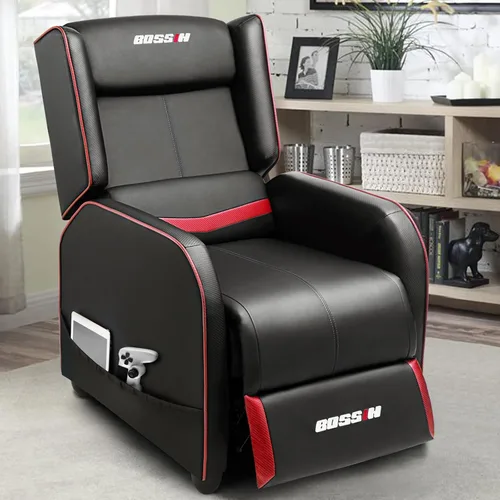 Miniatura 9 de BOSSIN Silla Reclinable Gaming para Adultos 400lbs Estilo Racing Sofá Grande y Alto Asiento Reclinable de Cuero PU, Lounge Ergonómico Moderno Cómodo