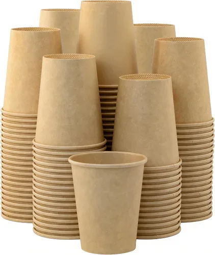 Miniatura 45 de Paquete de 100 tazas de café desechables de pared ondulada corrugada de 16 onzas con tapas y pajitas, tazas aisladas resistentes para bebidas