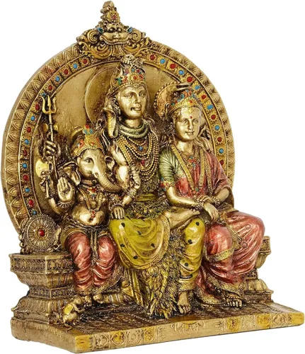 Miniatura 5 de zig zag Lord Shiva & Family Shiv Parivar - Estatua religiosa ídolo para Pooja Room Mandir, templo, tamaño de regalo de 8 pulgadas