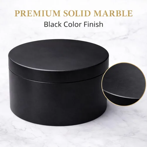 Miniatura 4 de Caja única de sal y pimienta, elegante caja redonda de mármol negro con tapa para almacenamiento de sal, especias y hierbas. Contenedor perfecto