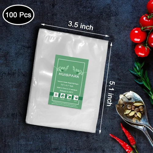 Miniatura 6 de Bolsas selladoras al vacío, bolsa selladora al vacío de alimentos, 100 bolsas a prueba de olores, de 3.5 x 5.1 pulgadas, resistentes, prevención