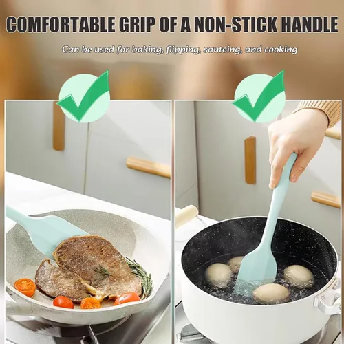 Miniatura 7 de Espátula de silicona, juego de 8 espátulas, utensilios de cocina antiadherentes de 11 pulgadas resistentes al calor con acero inoxidable