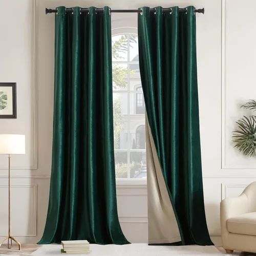 Miniatura 21 de GIGIZAZA Cortinas de terciopelo 100% opacas de 72 pulgadas, 2 paneles, cortinas negras para ventana, con aislamiento térmico, cortina de lujo