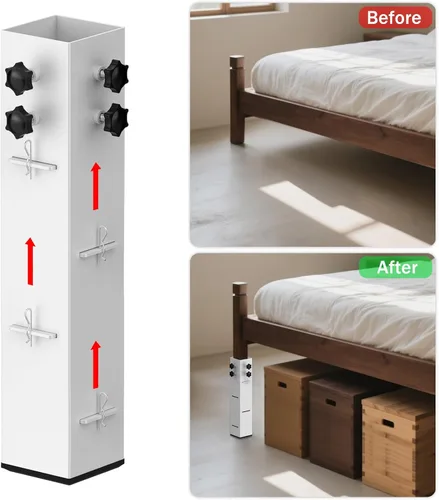 Miniatura 3 de 4 elevadores de cama de acero al carbono de 3.15 pulgadas de diámetro, elevador de cama de metal alto para dormitorio universitario, marco de cama