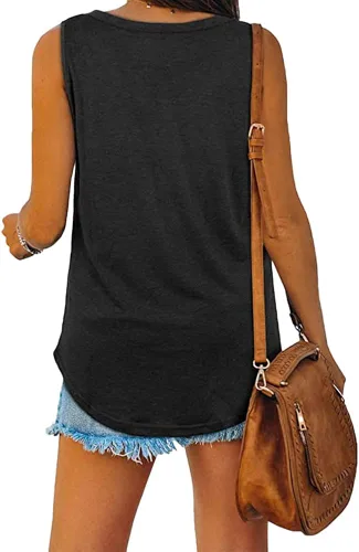 Miniatura 3 de MAGICMK Camiseta sin mangas para mujer, de verano, casual, holgada, cuello en V, básica, para entrenamiento