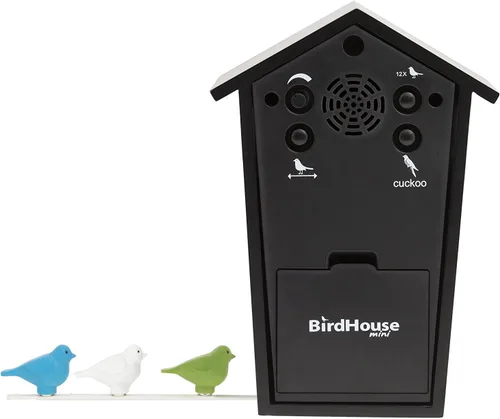 Miniatura 2 de KOOKOO Birdhouse Mini - Reloj de cuco moderno con 12 canciones naturales de pájaros o llamada de cuco