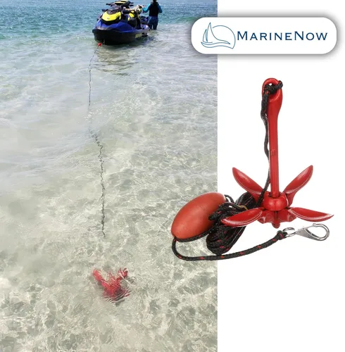 Miniatura 6 de MarineNow Kit de anclaje de grapnel de 3.5 lb – Anclaje plegable con cuerda de grado marino de 25 pies, boya, gancho a presión y bolsa