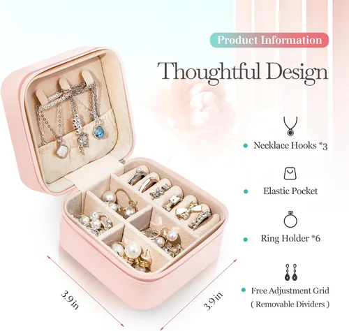 Miniatura 4 de Caja de Joyería Caramel Sweet Life Organizador de Joyas Personalizado Regalos para Mamá Pequeño Estuche de Joyería de Viaje con Diseño de Roseta