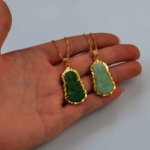 Miniatura 5 de kelistom Collar con colgante de Buda GUANYIN chapado en oro de 18 quilates para mujeres y hombres, adorno budista Maitreya Buddha ammuleto hinduismo