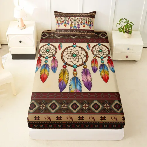 Miniatura 45 de Erosebridal Southwestern - Sábanas de cama bohemias aztecas, tamaño individual, sábanas hippie de cachemira, ropa de cama de estilo exótico, funda