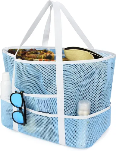 Miniatura 2 de LIFEMATE Bolsa de playa, bolsa de playa de malla, bolsa de playa de gran tamaño, 9 bolsillos