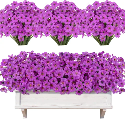 Miniatura 32 de AmyHomie 16 paquetes de flores artificiales de eucalipto negro para exteriores, resistentes a los rayos UV, flores sintéticas que no se decoloran