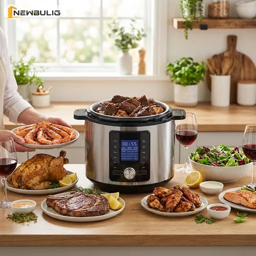 Miniatura 8 de NEWBULIG Olla a presión eléctrica de 6.3 cuartos de galón, presión múltiple de acero inoxidable, olla de cocción lenta 24 en 1 para arroz, estofado