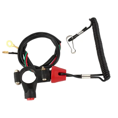 Miniatura 8 de 2 piezas de cable de amarre para moto de nieve, 12 V, 2 cables ATV interruptor de matanza para motor de motor interruptor de muerte para manillar