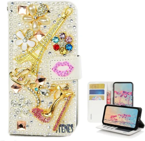Miniatura 34 de Bling Wallet - Funda para teléfono compatible con Samsung Galaxy Z Fold 3 5G, elegante, hecha a mano, 3D, hecha a mano, ballet, pintalabios, tacón