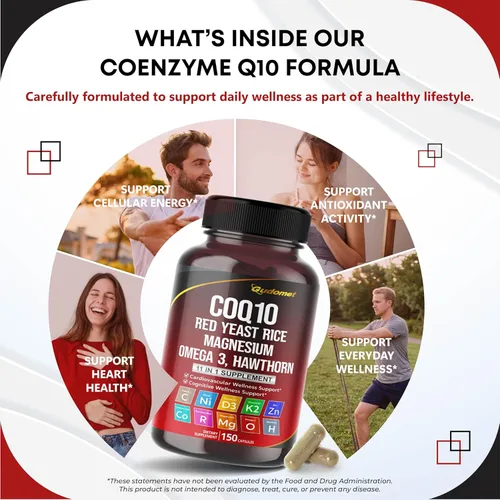 Miniatura 3 de Coenzima Q10 (Ubiquinona) Levadura Roja Arroz Espino Omega 3 Vitamina C Niacina Zinc Vitamina K2-150 Cápsulas