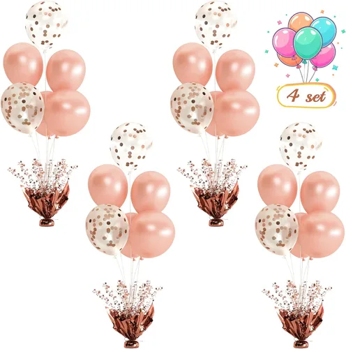 Miniatura 24 de 2 Juego de Globos de Mesa Negros con Spray de Aluminio para Centro de Mesa con Globos Negros y de Confeti, Kit de Soporte para Decoración de Mesa