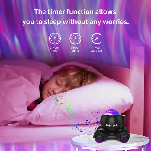 Miniatura 3 de ENOKIK Proyector de luz del norte, proyector Aurora Star Altavoz Bluetooth integrado, máquina de ruido blanco para niños y adultos, luz Galaxy