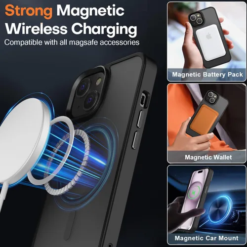 Miniatura 186 de Fuerte magnético para iPhone 11, compatible con Magsafe, [resistente a caídas de 13 pies] Funda trasera translúcida mate con sensación de piel