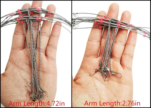 Miniatura 4 de Fishing Wire Leaders for Bottom Rigs: 10pcs 1/2/3 Arm Saltwater Hi-Low Rig Leaders with Swivels Snap for Trolling Pier Surf Fishing Tackle - Arm